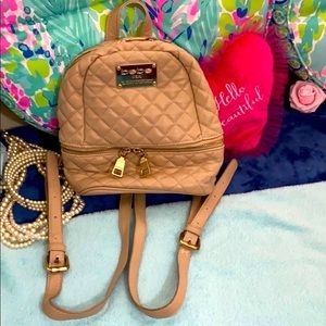 bebe quilted tan with gold hardware mini backpack